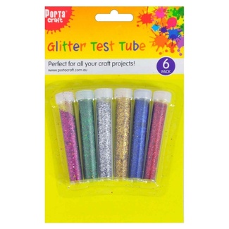 Portacraft Glitter Test Tubes - Basic Colours 6pc