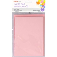 Craft Card & Envelope C6 6pc - Ballerina Pink