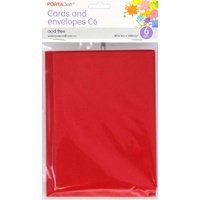 Craft Card & Envelope C6 6pc - Crimson