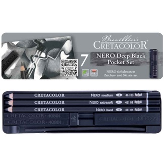 Cretacolor 7pc Nero Blacker Than Black Pocket Set In Tin