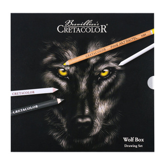 Cretacolor 25pc Wolf Drawing Box Set  - Includes Pastels, Charcoal, Graphite & More