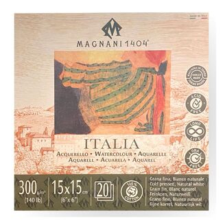 Magnani 1404 Italia Watercolour Pad 300gsm 15 x15cm 20 Sheet - Cold Pressed