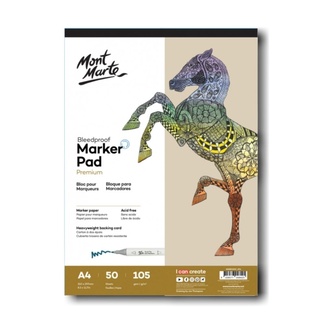 Mont Marte Premium Bleedproof Marker Pad A4 105gsm 50 Sheet