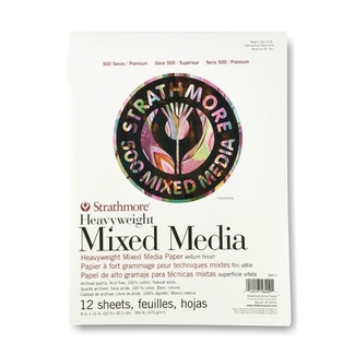 Strathmore 500 Mixed Media Pad 9 x 12 Inch 570gsm 12 Sheets