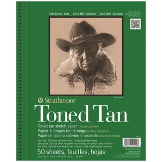 Strathmore 400 Toned Tan Wire Bound Sketch Book  9 x 12 Inch 118gsm 50 Sheets