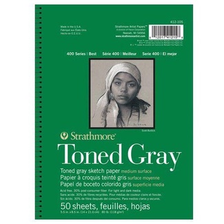 Strathmore 400 Toned Grey Wire Bound Sketch Book 5.5 x 8.5 Inch 118gsm 50 Sheets