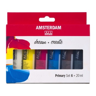 Amsterdam Acrylic Paint Set 6 x 20ml Tubes - Primary Colours