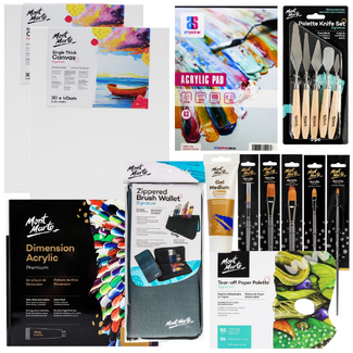 Acrylic Paint Ultimate Essential Starter Kit | 52pc Set | Canvas Pad Paints
