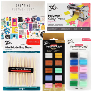 Polymer Clay Essentials Starter Kit | Tutorial Book, Clays, Tools & Press