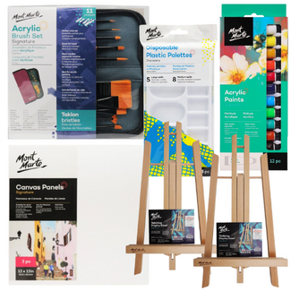Paint and Sip Beginner Kit for Two | Acrylic Painting for Adults Kids | Art DIY