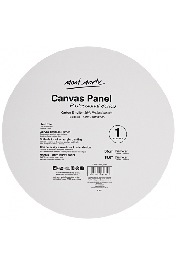 Mont Marte Round Canvas Panel Professional series 50 cm diameter 1 pc