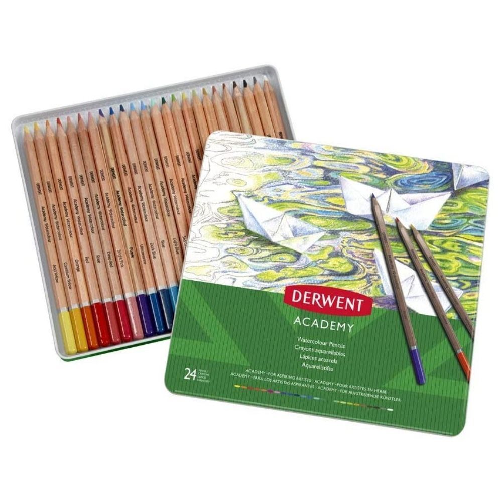 Derwent Academy Watercolour Pencil Tin Of 24