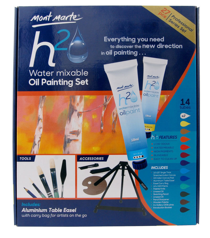 Mont Marte Paint Set H2O Water Mixable Oil Paint 27pc eBay
