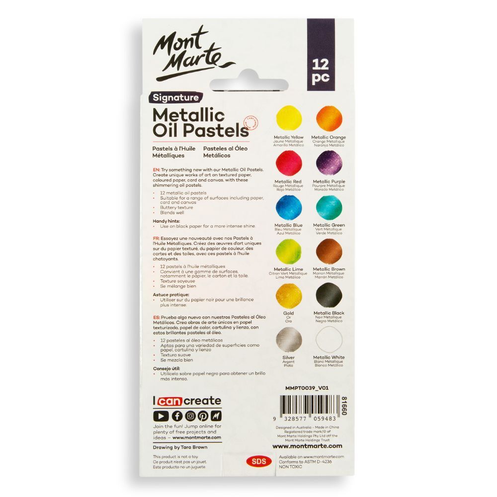 Mont Marte Premium Watersoluble Oil Pastels in Tin Box 24pc 