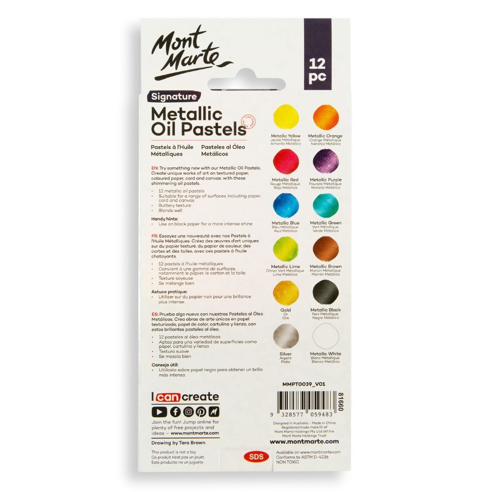 Mont Marte Signature Watersoluble Oil Pastels in Tin Box 36pc