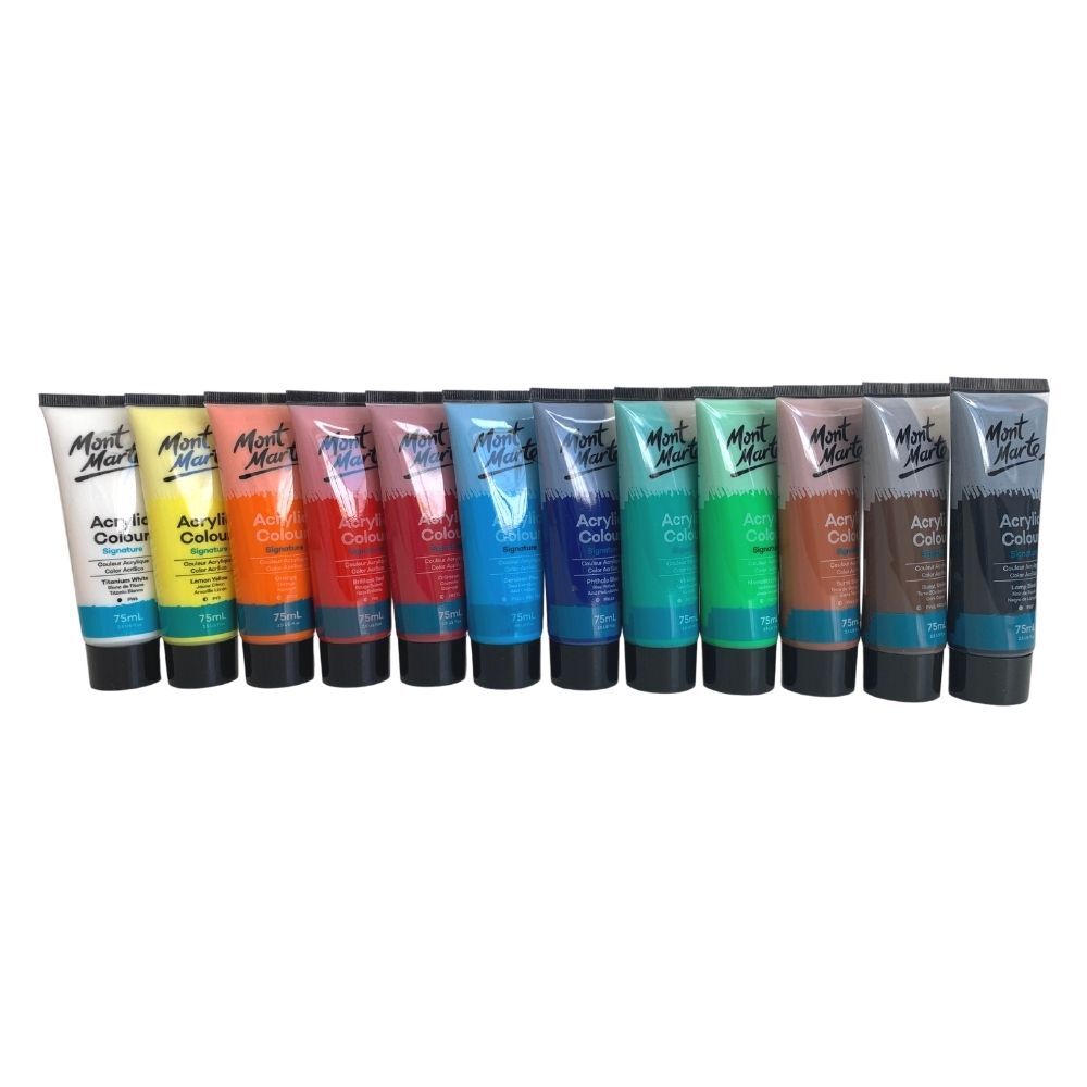 Mont Marte Signature Paint Set - Acrylic Paint 12pc x 75ml Tubes - MSCH1275  : Mont Marte 