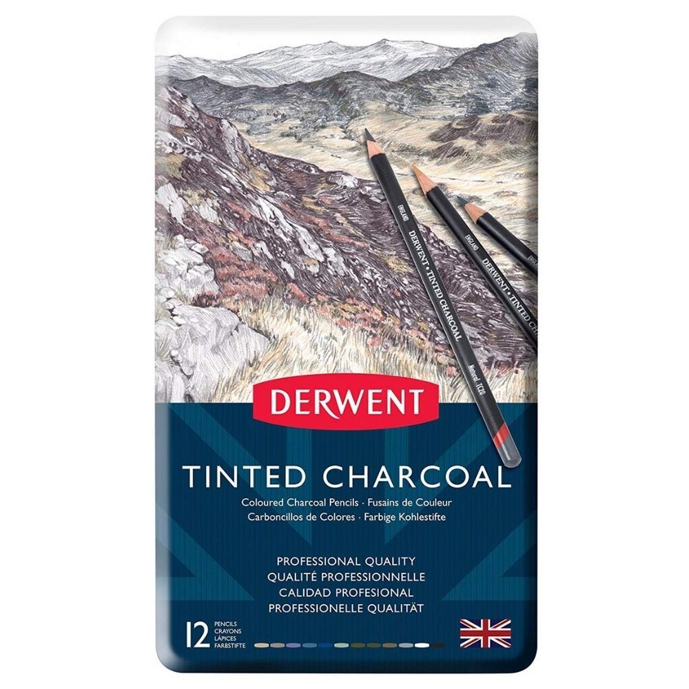 Derwent Tinted Charcoal Pencil Tin Of 12