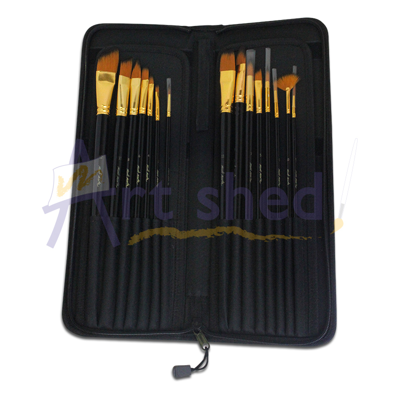 Mont Marte Studio Series Paint Brush Set - Brushes In Easel Wallet 15pc 9328577027253  eBay