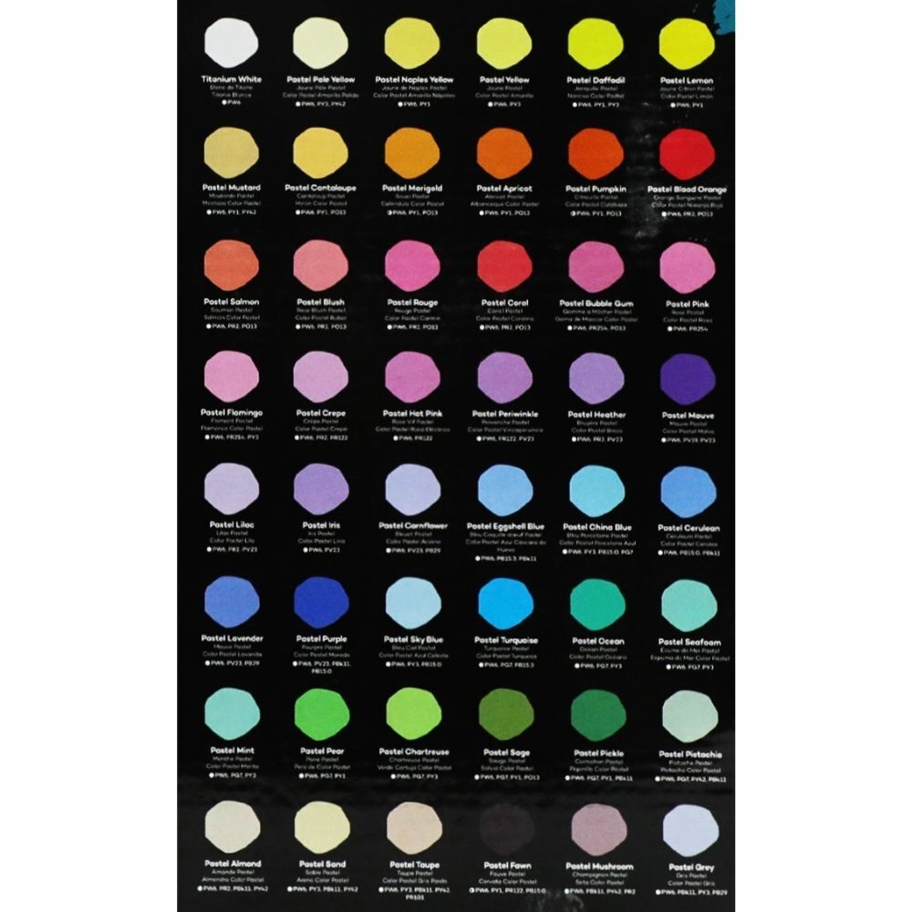 MONT MARTE Acrylic Colour Pastel Paint Set Signature 12pc x 36ml (1.2 US  fl.oz), Creamy Pastel Acrylic Paint Set, Good Coverage, Semi-Matte Finish