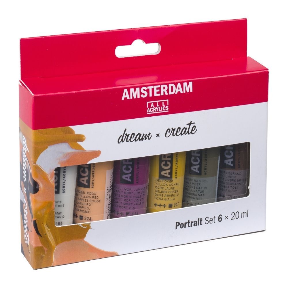 Amsterdam Acrylic Paint Set 6 x 20ml Tubes Portrait Colours