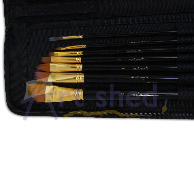 Mont Marte Studio Series Paint Brush Set - Brushes In Easel Wallet 15pc 9328577027253  eBay