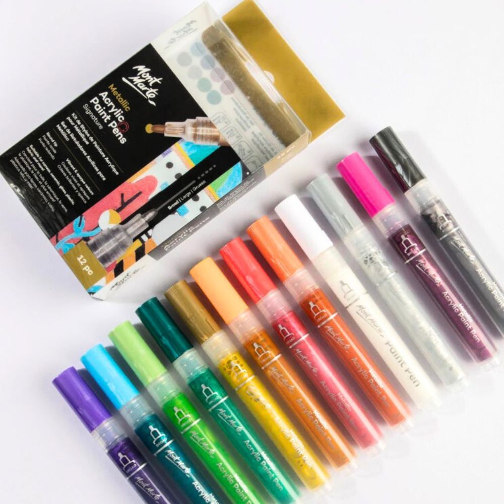 Mont Marte Paint Pens Dual Tip Fine/Broad 12pc