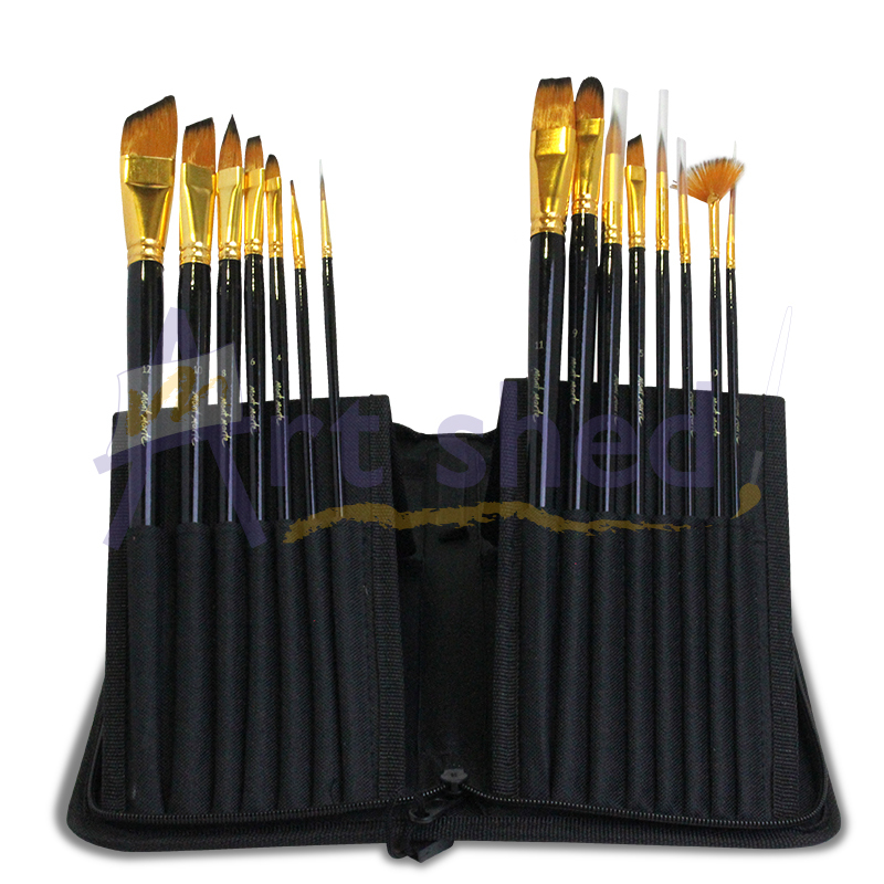 Mont Marte Studio Series Paint Brush Set - Brushes In Easel Wallet 15pc 9328577027253  eBay