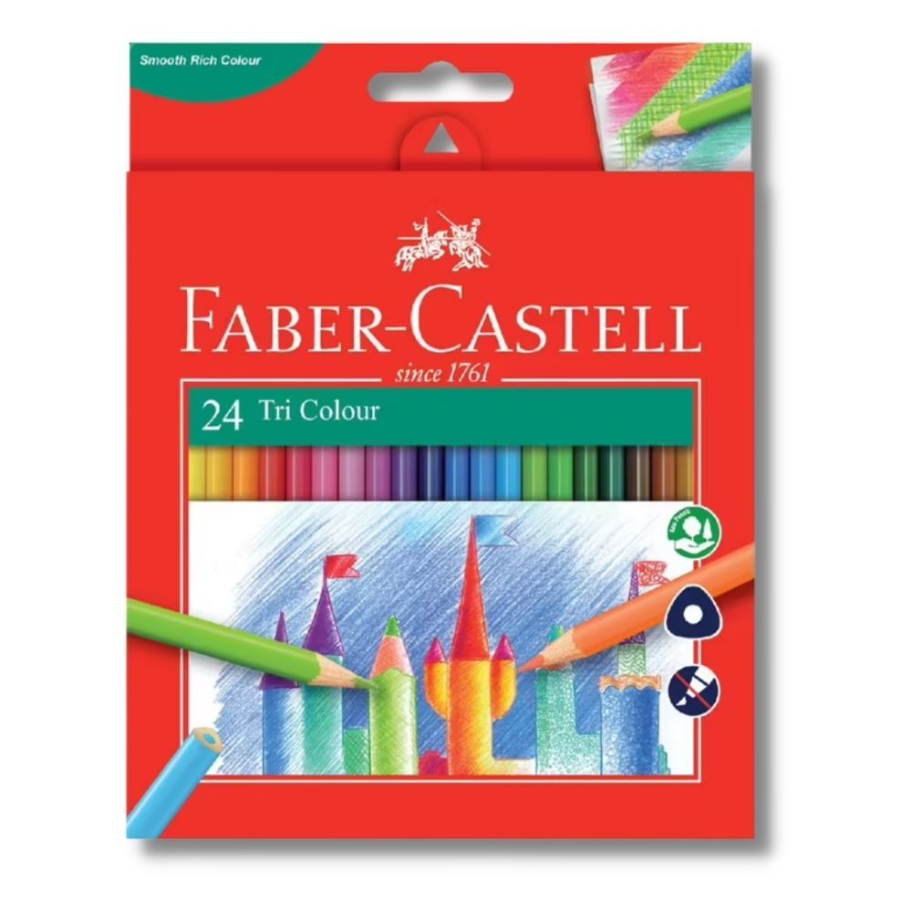 Faber-Castell Triangular Coloured Pencils 24 Pack