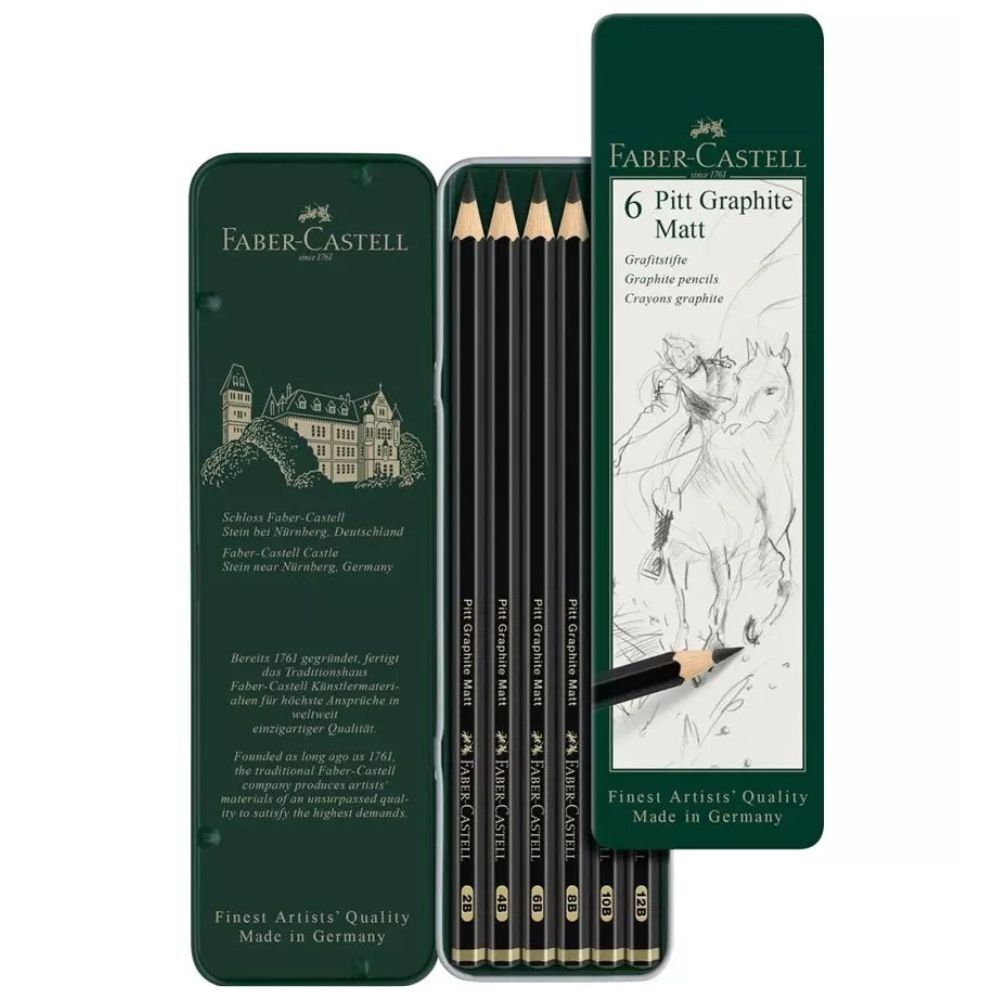 Faber-Castell Royal & Langnickel Tin Case with 4 Faber-Castell and 1 Royal-Graphite Pencils 