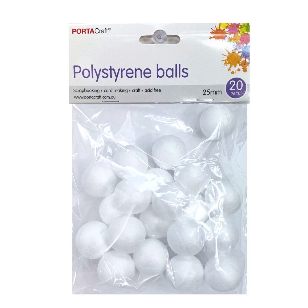 Polystyrene Foam Balls 25mm pack of 20 