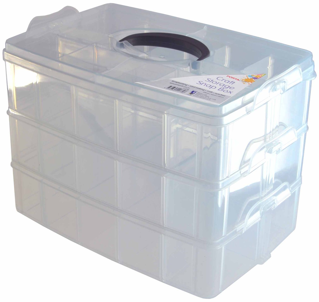 Portacraft Craft Storage Box - 258 x 168 x 185mm (3 Snap On Sections)