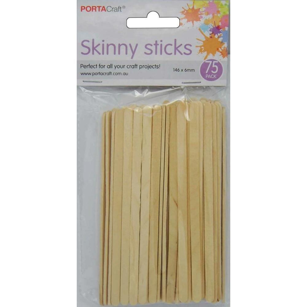 Go Create Skinny Wooden Craft Sticks, 75-Pack Real Wood Craft Sticks 