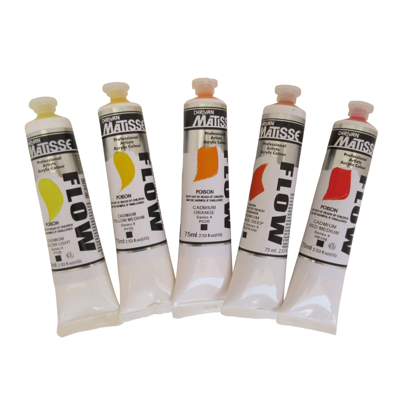 Matisse Flow Acrylic Paint 5 x 75ml Bundle - Cadmiums