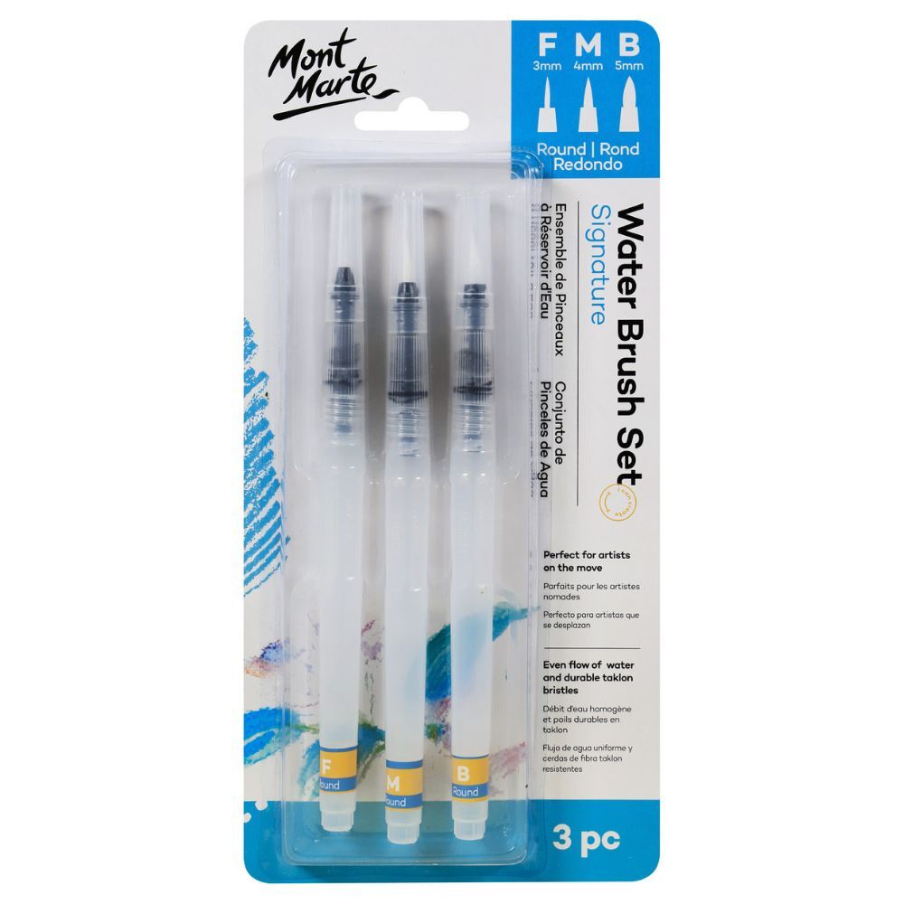 Mont Marte Signature Waterbrush Set 3 Piece Fine/ Medium/ Broad