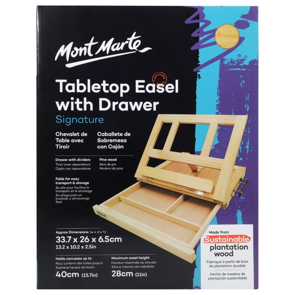 Mont Marte Table Easel W Drawer Pine
