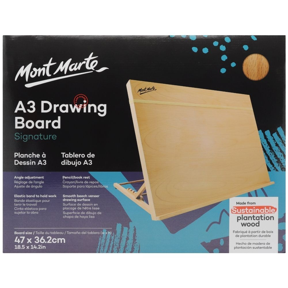 Mont Marte A3 Beech Wood Sketching, Painting or Drawing Board
