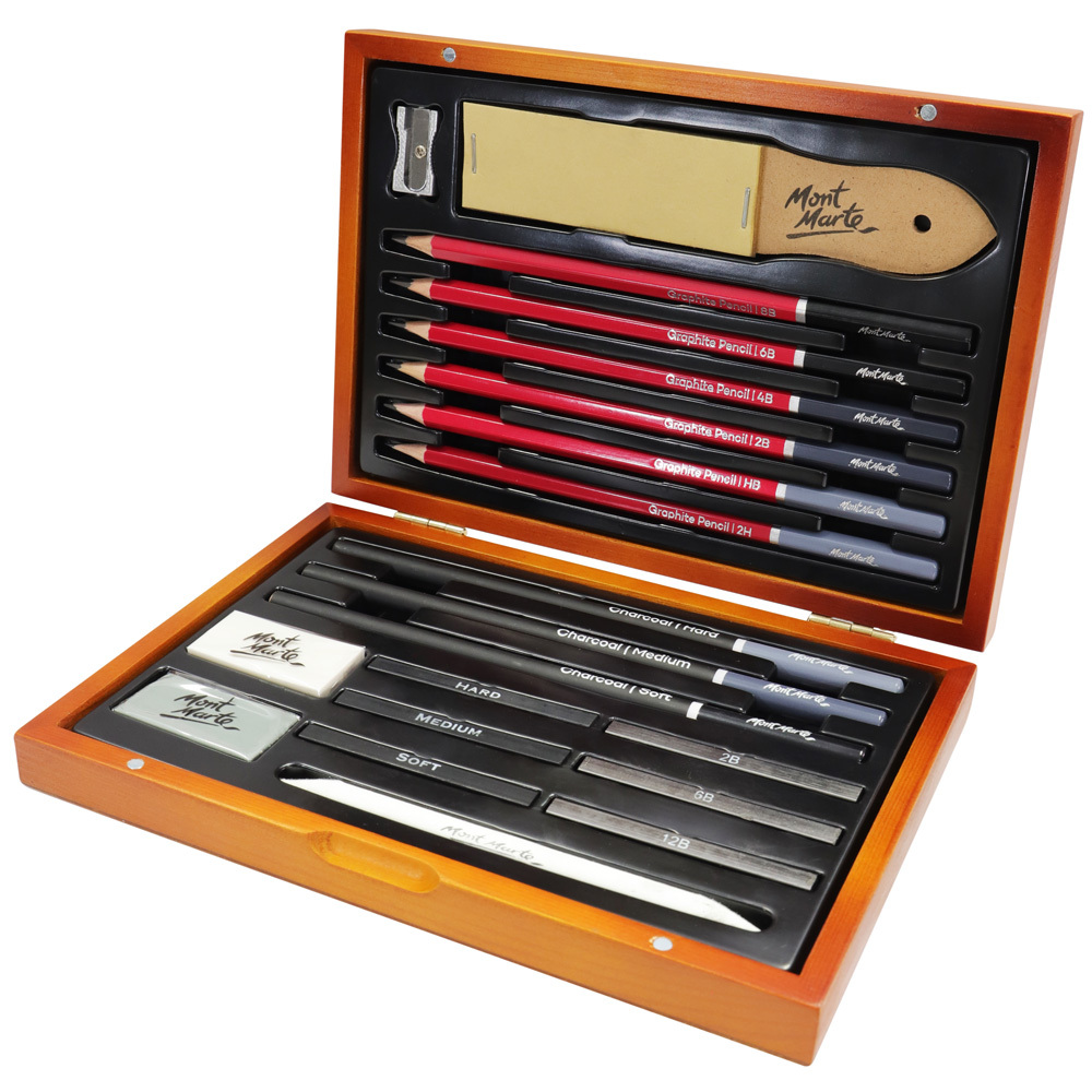 Zieler - Sketching Pencils & Watercolour Pencils | 36-pce Wooden Box Set