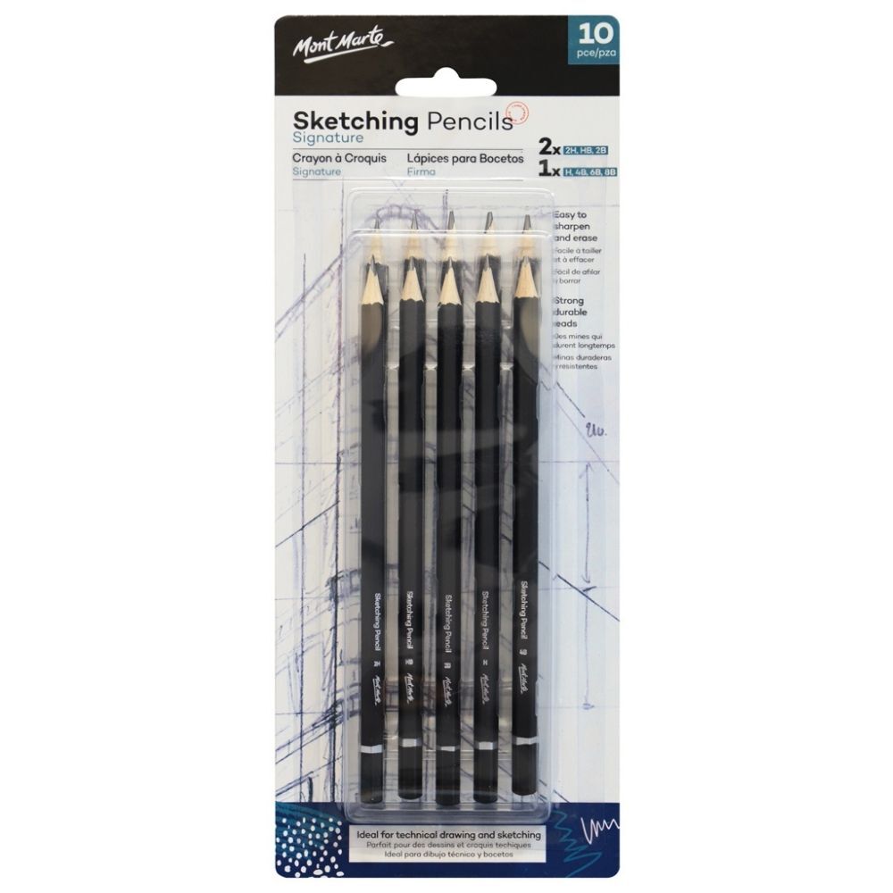 Mont Marte Sketching Pencils 10 piece graphite pencils