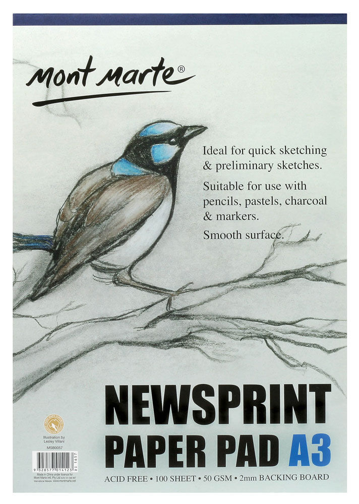 Mont Marte Newsprint Paper Pad A3 50gsm 100 Sheet 9328577014123 eBay