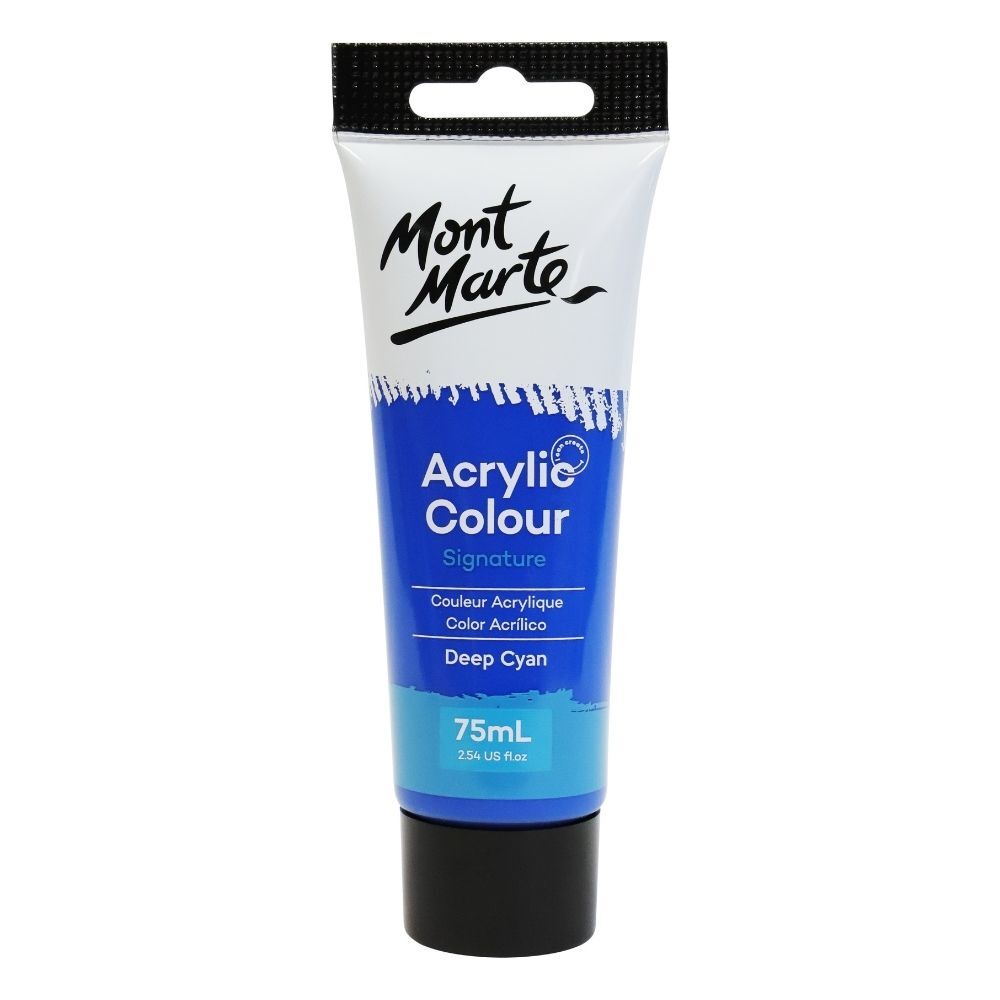 mont marte studio acrylic paint 75ml tube - deep cyan blue
