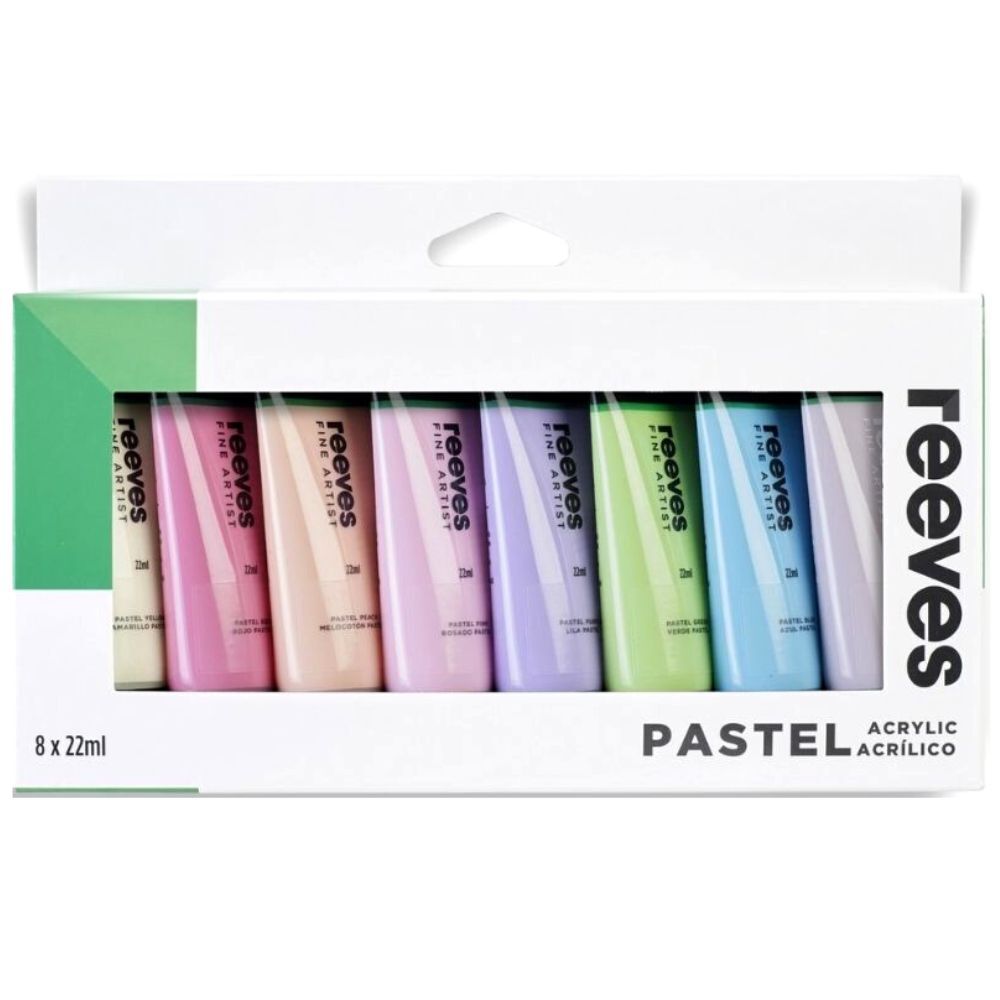 Reeves Acrylic Paint Set - 8 x 22ml Pastel Colours