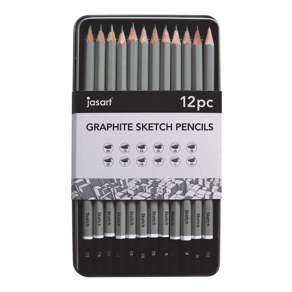 12pc Derwent Academy Drawing Pencils Tin Set