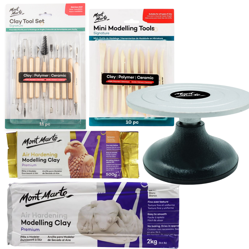 Pott'd Home Air Dry Clay Pottery Kit for Adults & Beginners, Glitter Paints