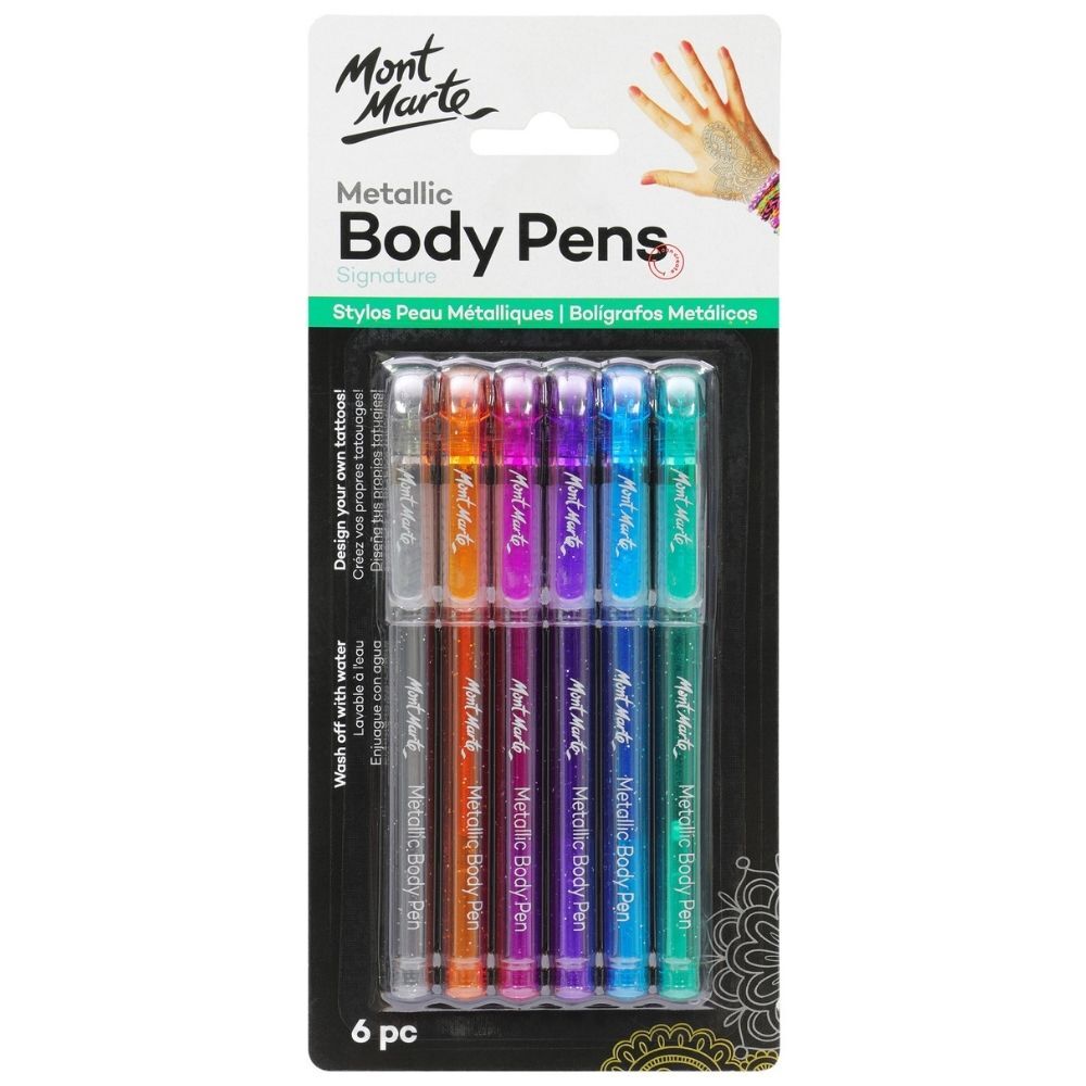 Mont Marte Face n Body Metallic Body Art Pens 6pc