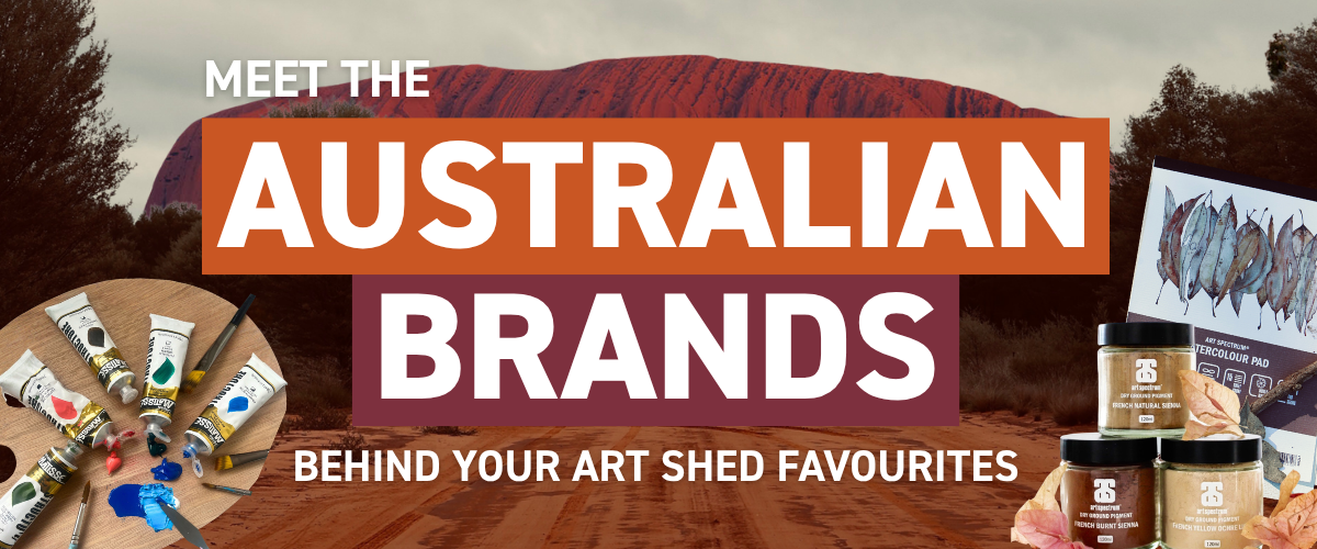 	Australian art supply brands stocked at Art Shed — Aussie August campaign