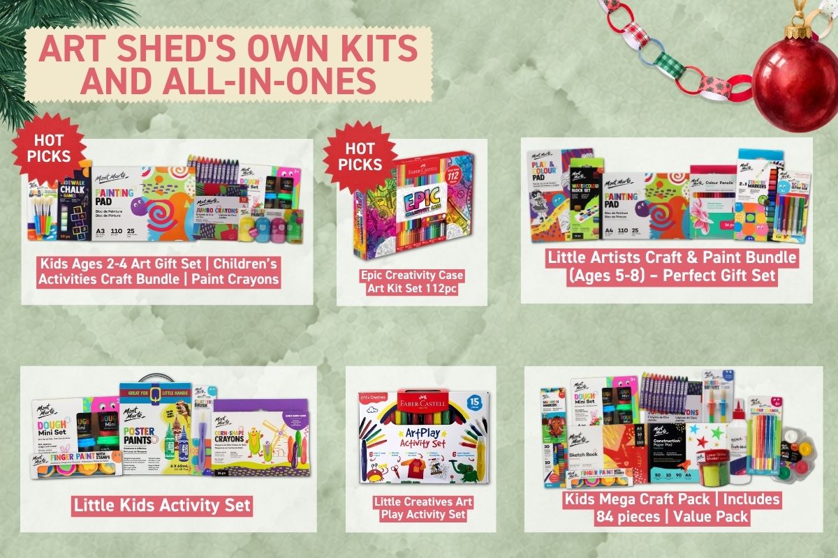 Art Shed kids art gift sets for ages 2 to 8, plus the Faber-Castell Epic Creativity Case, Little Creatives set and Kids Mega Craft Pack