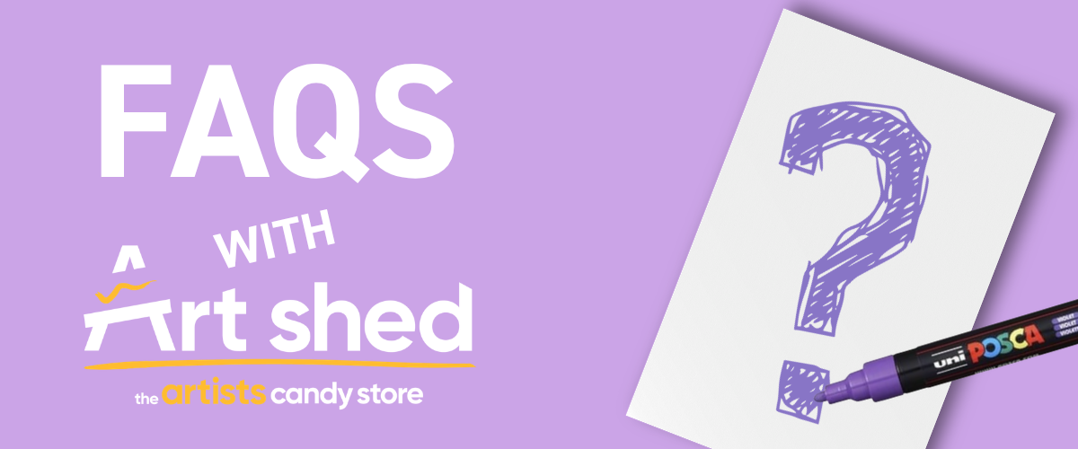 Art Shed FAQ banner for award-winning Melbourne art supply store