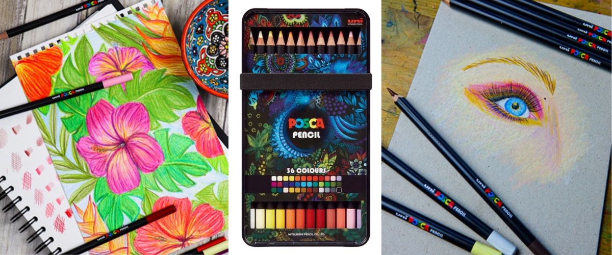 Uni Posca Coloured Assorted Pencils - Set of 36