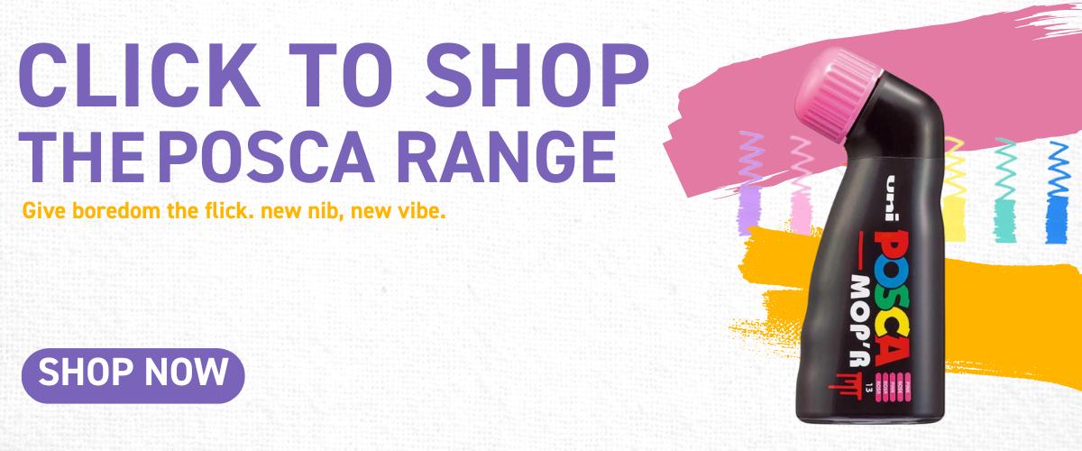 Posca Mop’R paint marker with bold colour swatches – shop Posca acrylic marker sets online at Art Shed