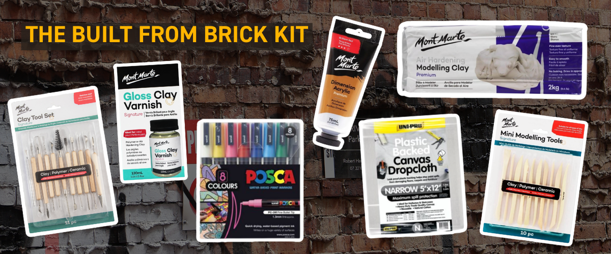  Street art supply kit with clay, modelling paste and acrylic paint for textured urban art projects